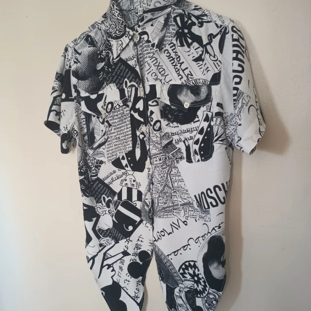 🤍 Vintage SET Moschino Rare 1990s Two Piece Shirt & Skirt - Picture 4 of 16